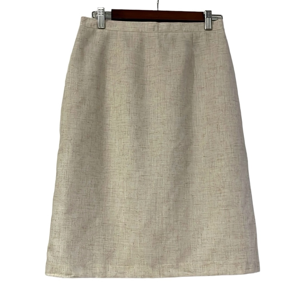 VINTAGE SAG HARBOR POLYESTER LINEN BLEND MIDI SKIRT FLAX SIZE 10